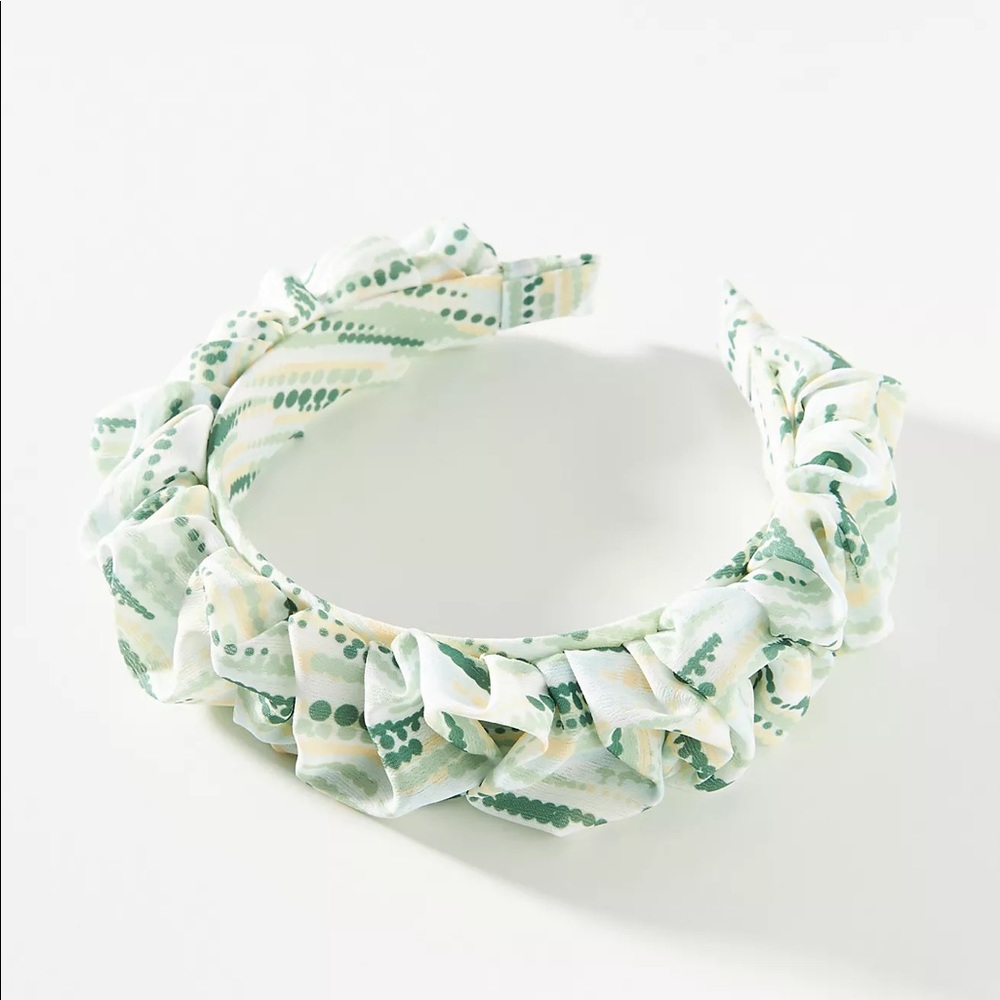 Anthropologie polka dot scrunch headband NWT